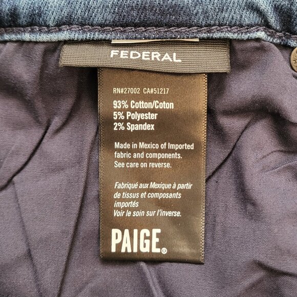 Paige Federal Vintage Slim Straight Jeans Jeremy Wash Men's Size 36 (RUNS LARGE) - Picture 6 of 7
